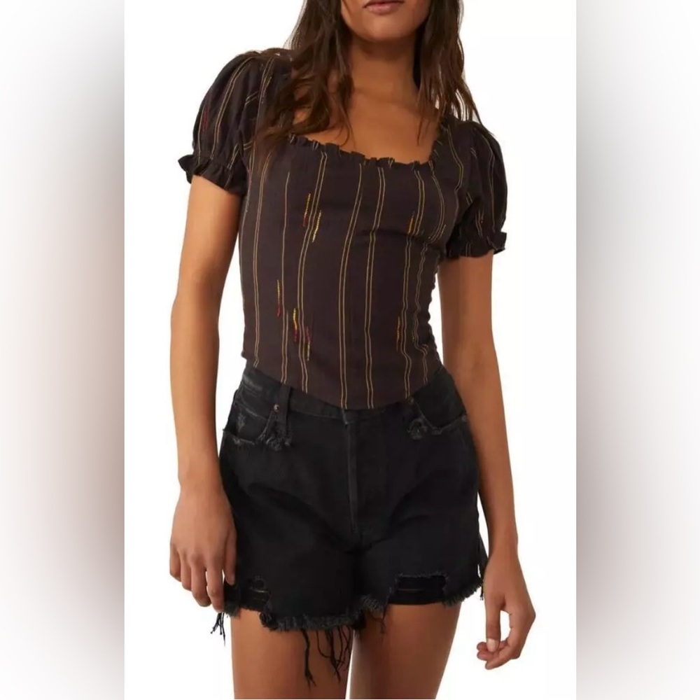 NWT Free People Serotonin Top in Espresso Bean!